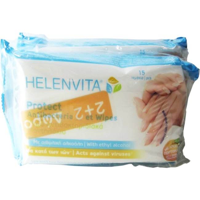 Helenvita Protect Antibacterial Υγρά Αντιβακτηριδιακά Μαντηλάκια Promo Πακέτο 2+2 Δώρο
