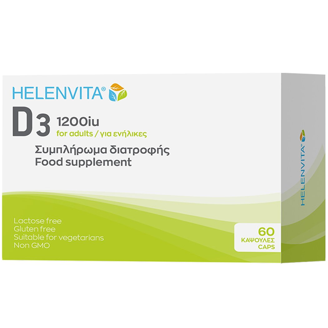 Helenvita D3 1200IU For Adults Συμπλήρωμα Διατροφής Βιταμίνης D3 για Ενήλικες που Συμβάλλει στη Φυσιολογική Κατάσταση των Οστών 60caps