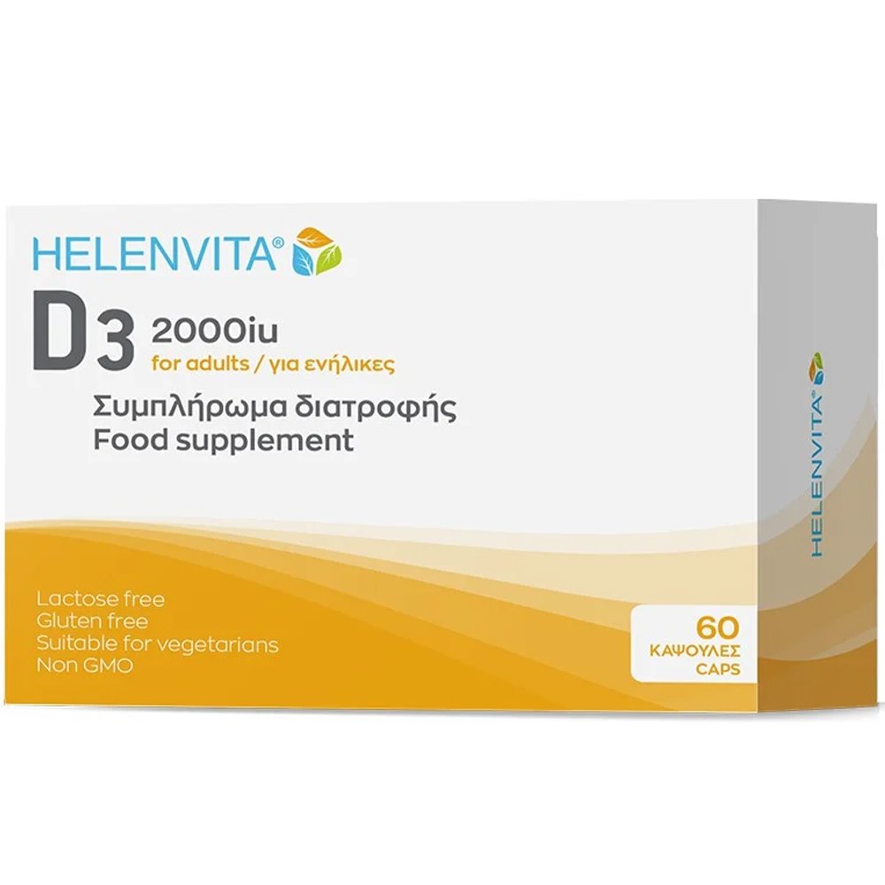 Helenvita D3 2000IU for Adults Συμπλήρωμα Διατροφής Βιταμίνης D3 για Ενήλικες που Συμβάλλει στη Φυσιολογική Κατάσταση των Οστών 60caps