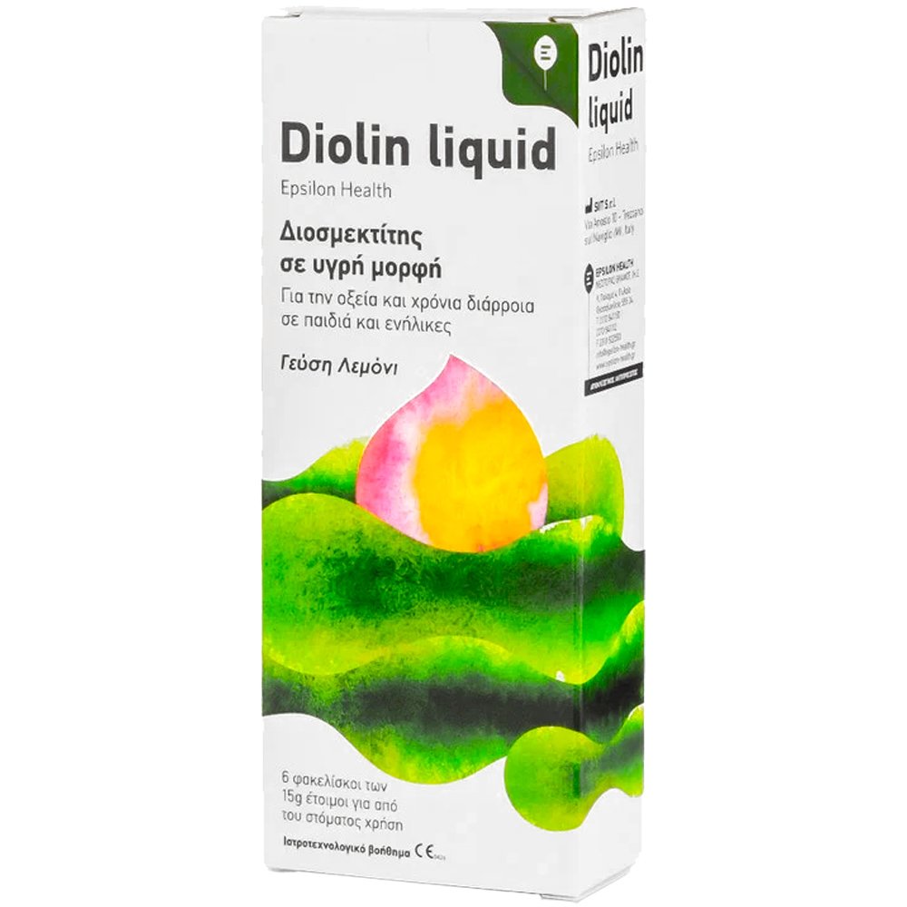 Epsilon Health Diolin Liquid Ιατροτεχνολογικό Βοήθημα για την Οξεία & Χρόνια Διάρροια σε Παιδιά & Ενήλικες 6 Sachets x 15g 48044