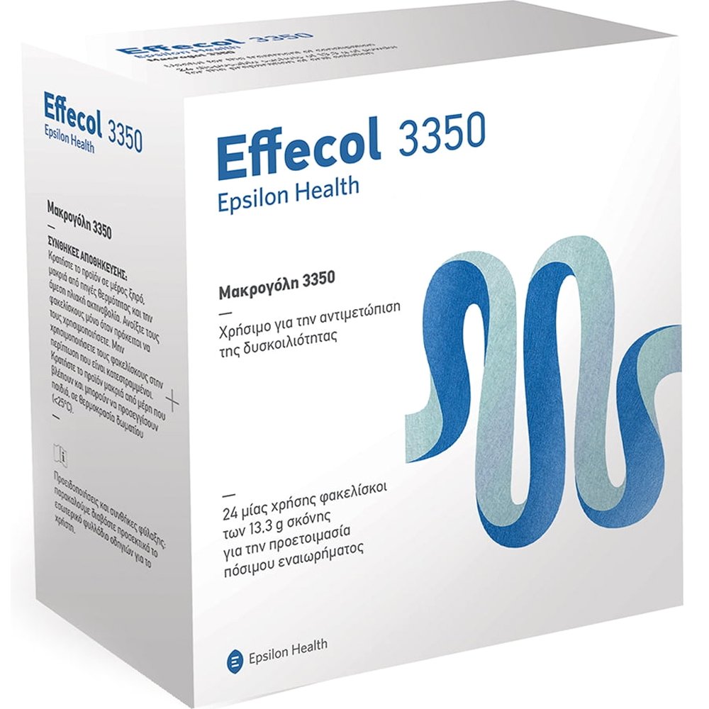 EPSILON HEALTH Epsilon Health Effecol 3350 Πόσιμο Υπακτικό Μακρογόλης 3350 σε Μορφή Σκόνης για την Αντιμετώπιση της Περιστασιακής & Χρόνιας Δυσκοιλιότητας Όλων των Τύπων με Γεύση Πορτοκάλι 24 Sachets