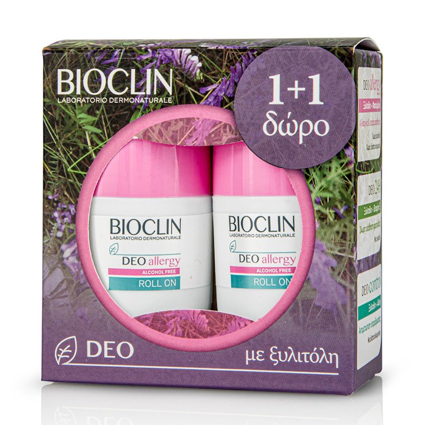 Bioclin Deo Allergy Roll on Αποσμητικό Σχεδιασμένο να Ελέγχει την Εφίδρωση σε Αλλεργικές & Αντιδραστικές Επιδερμίδες 2x50ml