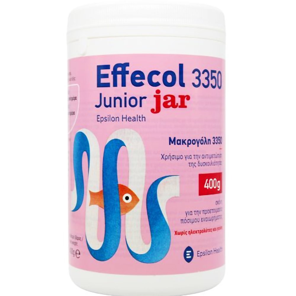 EPSILON HEALTH Epsilon Health Effecol 3350 Junior Jar Πόσιμο Υπακτικό Μακρογόλης 3350 σε Μορφή Σκόνης για την Αντιμετώπιση της Περιστασιακής & Χρόνιας Δυσκοιλιότητας Όλων των Τύπων σε Παιδιά & Βρέφη Άνω των 6 Μηνών 400g