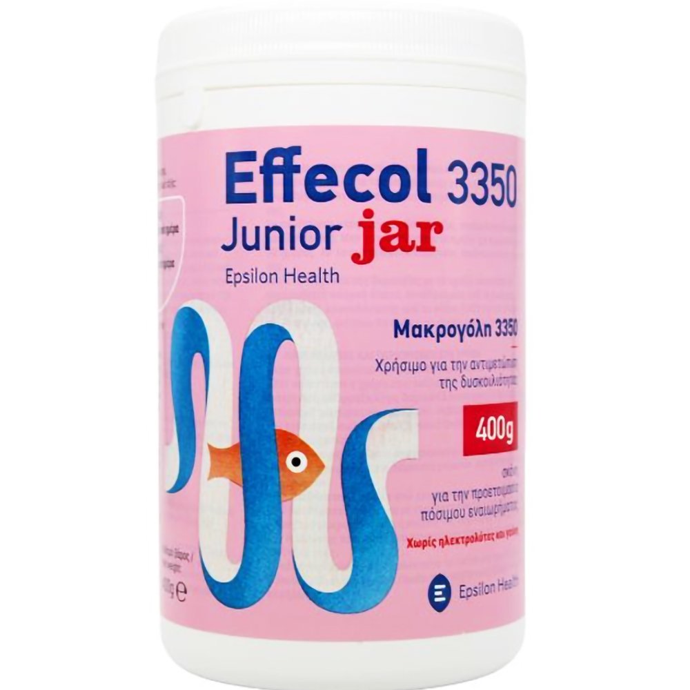 EPSILON HEALTH Epsilon Health Effecol 3350 Junior Jar Πόσιμο Υπακτικό Μακρογόλης 3350 σε Μορφή Σκόνης για την Αντιμετώπιση της Περιστασιακής & Χρόνιας Δυσκοιλιότητας Όλων των Τύπων σε Παιδιά & Βρέφη Άνω των 6 Μηνών 400g