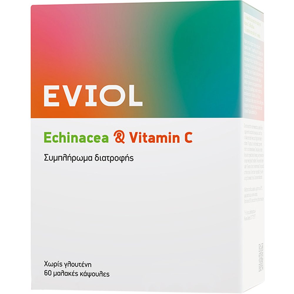 Eviol Eviol Echinacea & Vitamin C Συμπλήρωμα Διατροφής Εκχυλίσματος Εχινάκειας & Βιταμίνης C για Ενίσχυση της Άμυνας του Οργανισμού & Φυσιολογική Λειτουργία του Ανοσοποιητικού Συστήματος 60caps