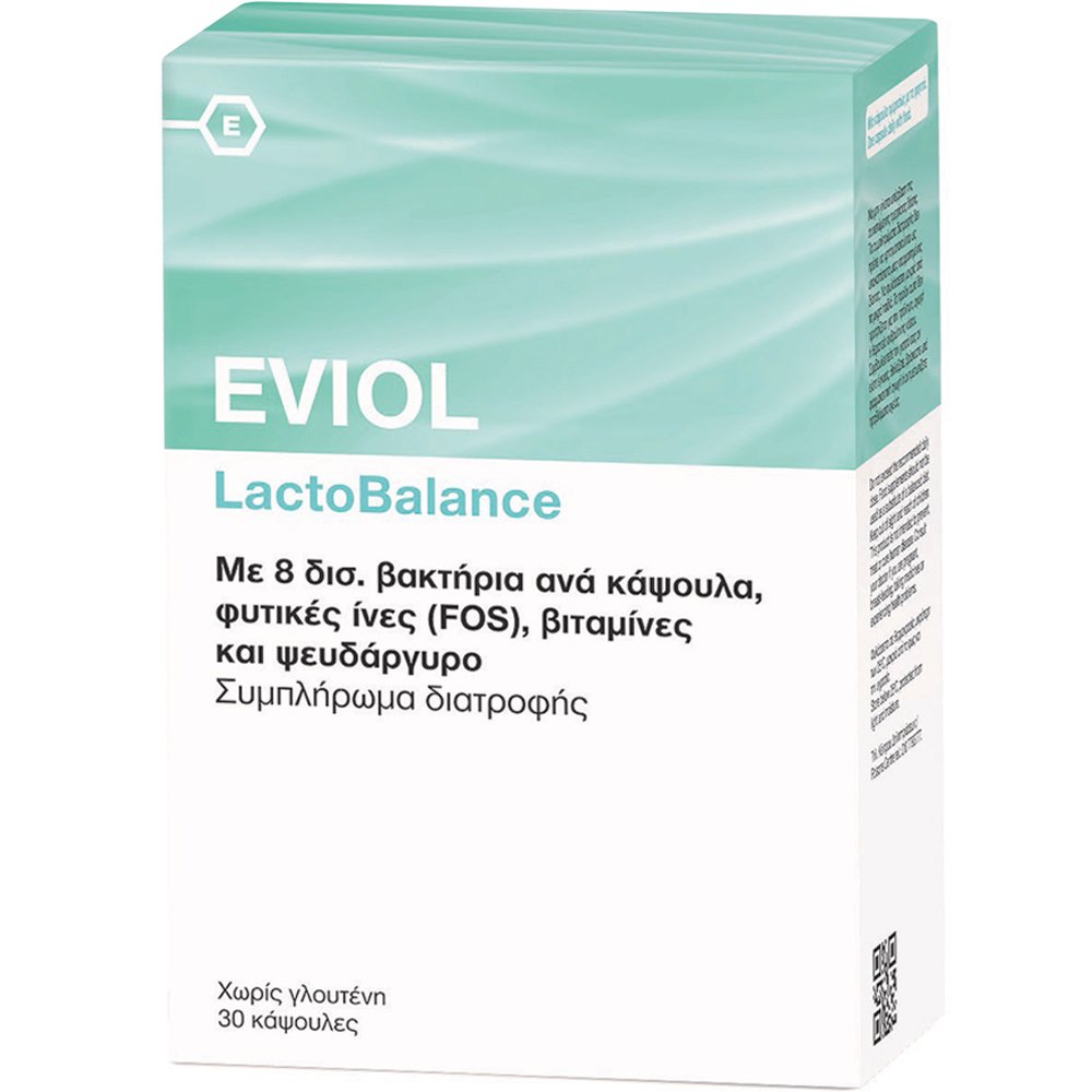 Eviol Eviol LactoBalance Συμπλήρωμα Διατροφής Προβιοτικών, Πρεβιοτικών, Βιταμινών & Μετάλλων για Ισορροπία της Εντερικής Χλωρίδας, Καλή Λειτουργία του Πεπτικού Συστήματος & Αντιμετώπιση των Συμπτωμάτων του Συνδρόμου Ευερέθιστου Εντέρου 30caps