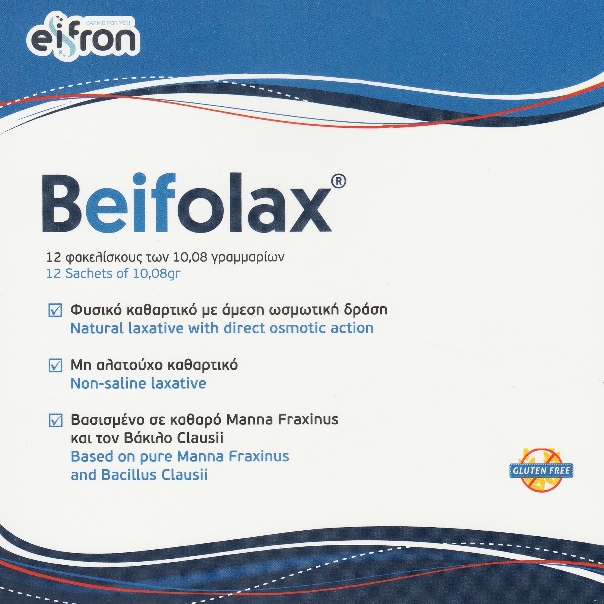 Eifron Beifolax Laxative Συμπλήρωμα Διατροφής Προβιοτικού Βακίλου & Εκχυλίσματος Μάννα Φράξου για Ρύθμιση της Εντερικής Κινητικότητας & της Σύστασης των Κοπράνων με Φυσικές Καθαρτικές Ιδιότητες 12 Sachets
