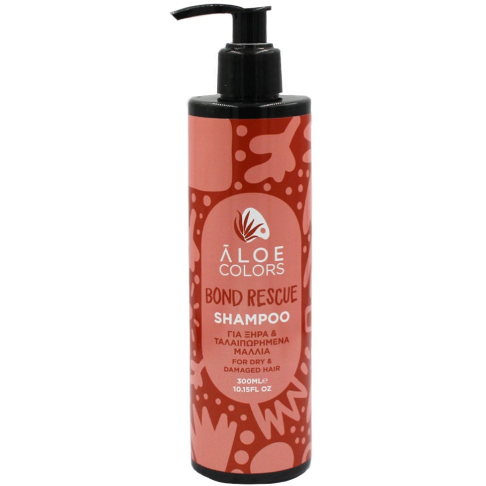 Aloe Colors Aloe Colors Bond Rescue for Damaged & Dry Hair Shampoo Σαμπουάν Επανόρθωσης & Αναδόμησης για Ξηρά & Ταλαιπωρημένα Μαλλιά, με Αντλία 300ml