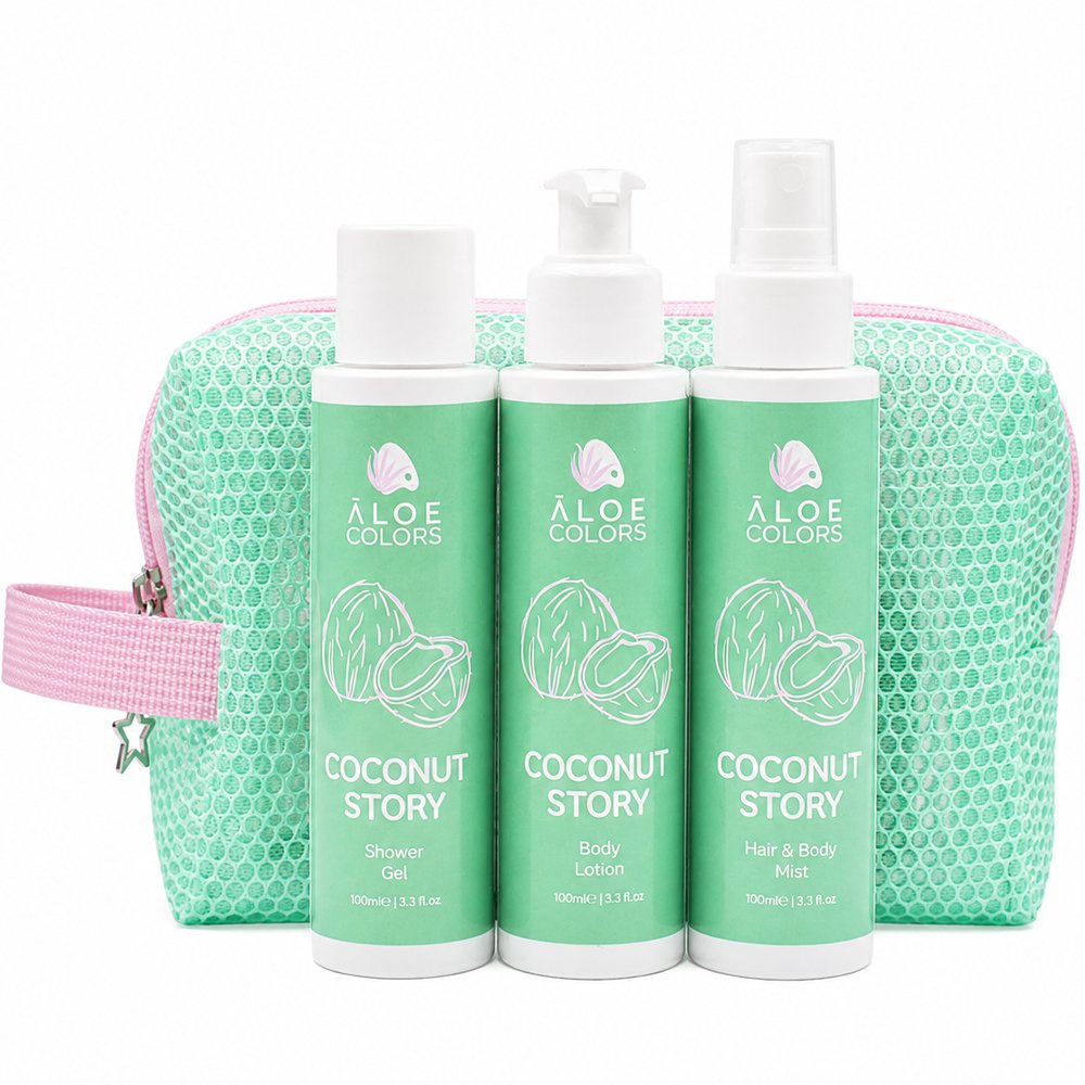 Aloe Colors Promo Coconut Story Shower Gel 100ml & Body Lotion 100ml & Hair & Body Mist & Νεσεσέρ 1 Τεμάχιο Δώρο