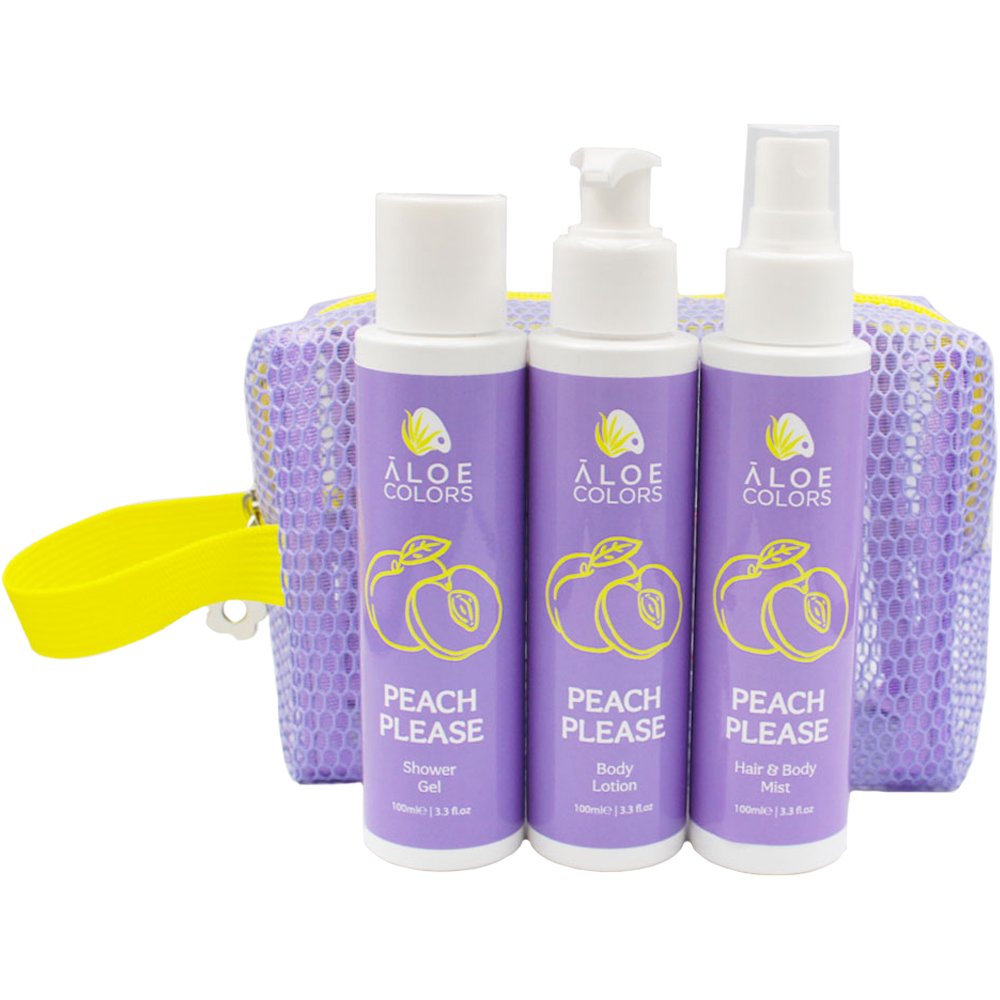 Aloe Colors Promo Peach Please Shower Gel 100ml & Body Lotion 100ml & Hair & Body Mist 100ml & Δώρο Νεσεσέρ 1 Τεμάχιο