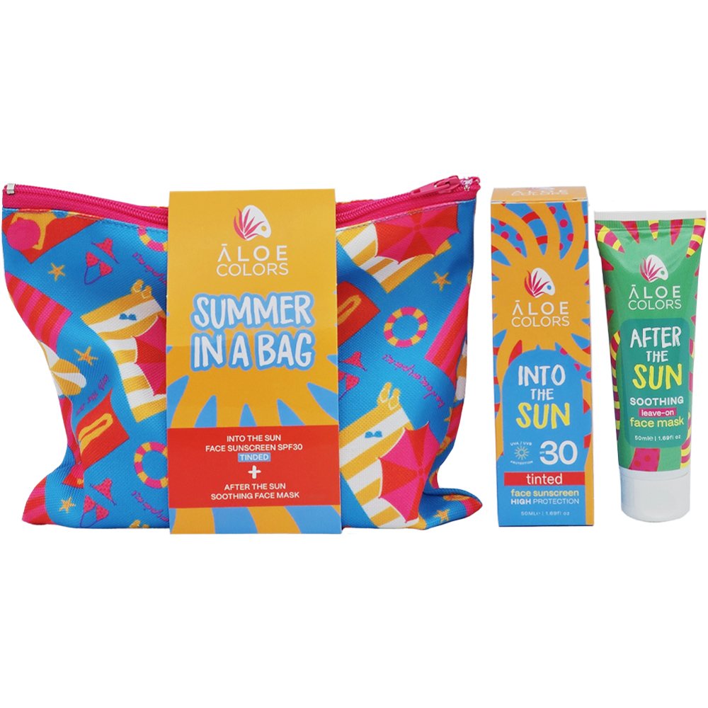 Aloe Colors Aloe Colors Promo Into the Sun Tinted Face Sunscreen Spf30, 50ml & After the Sun Soothing Leave-on Face Mask 50ml & Δώρο Νεσεσέρ 1 Τεμάχιο