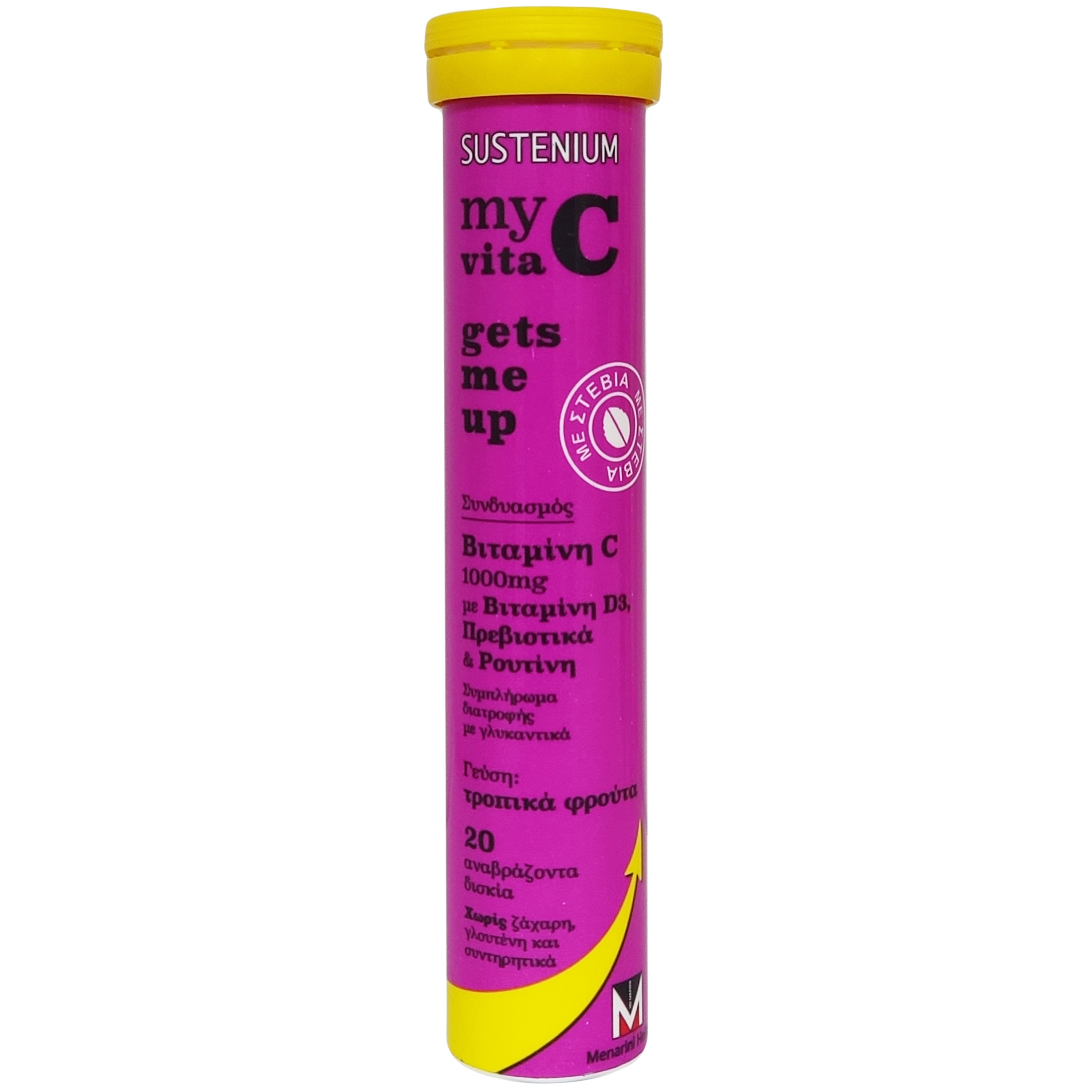 Menarini Sustenium My Vita C Gets me Up Vitamin C 1000mg & Vitamin D Συμπλήρωμα για Ενίσχυση του Ανοσοποιητικού 20 effer.tabs