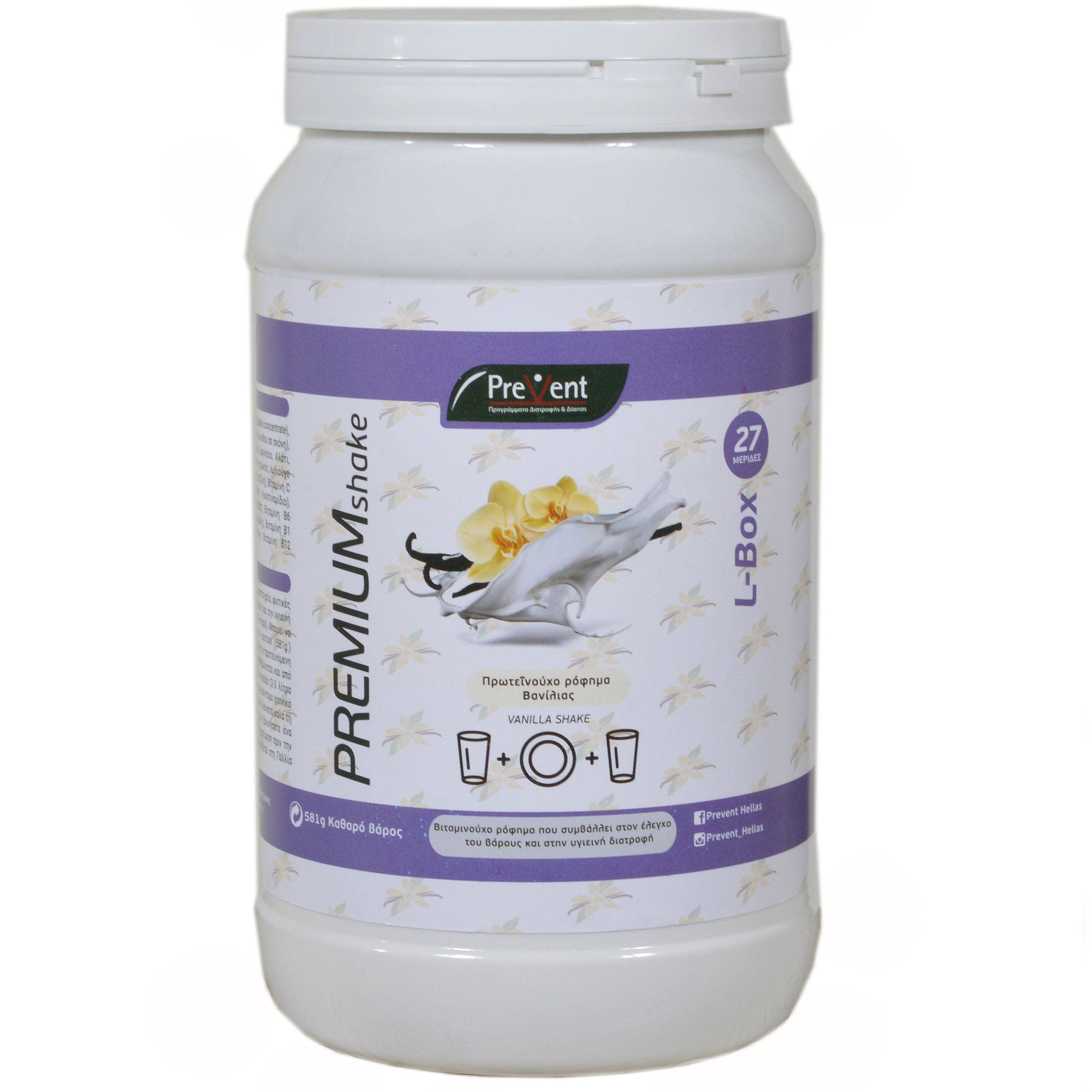 Prevent Premium Shake L-Box Πρωτεϊνούχο Ρόφημα Βανίλιας που Συμβάλλει στον Έλεγχο του Βάρους 581gr