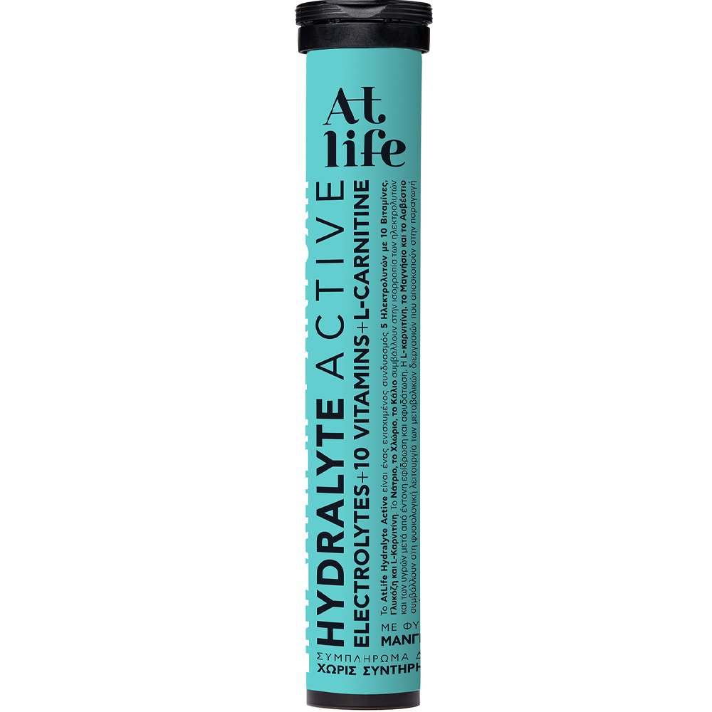Atlife Hydralyte Active Electrolytes + 10 Vitamins + L-carnitine Συμπλήρωμα Διατροφής Ηλεκτρολυτών, Βιταμινών & Καρνιτίνης για Ενέργεια, Τόνωση & Ενυδάτωση Μετά από Άσκηση με Γεύση Μάνγκο - Ανανά 24 Effer.tabs