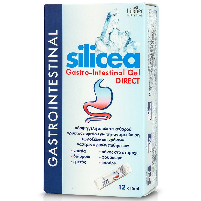 Hubner Silicea Gastrointestinal Gel Direct, Πόσιμη Γέλη Καθαρού Πυριτίου για την Αντιμετώπιση των Οξέων του Στομάχου 12x15ml 12286