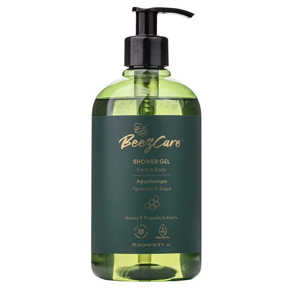 Beezcare Shower Gel Face – Body with Honey & Propolis Extracts Αφρόλουτρο για Πρόσωπο – Σώμα με Εκχυλίσματα Μελιού & Πρόπολης 500ml