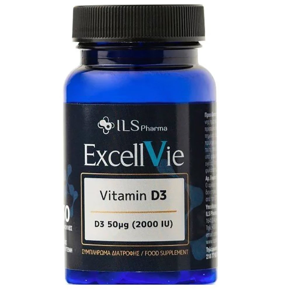 Ils Pharma Excellvie Vitamin D3, 50μg 2000iu Συμπλήρωμα Διατροφής για τη Φυσιολογική Κατάσταση των Οστών 30caps