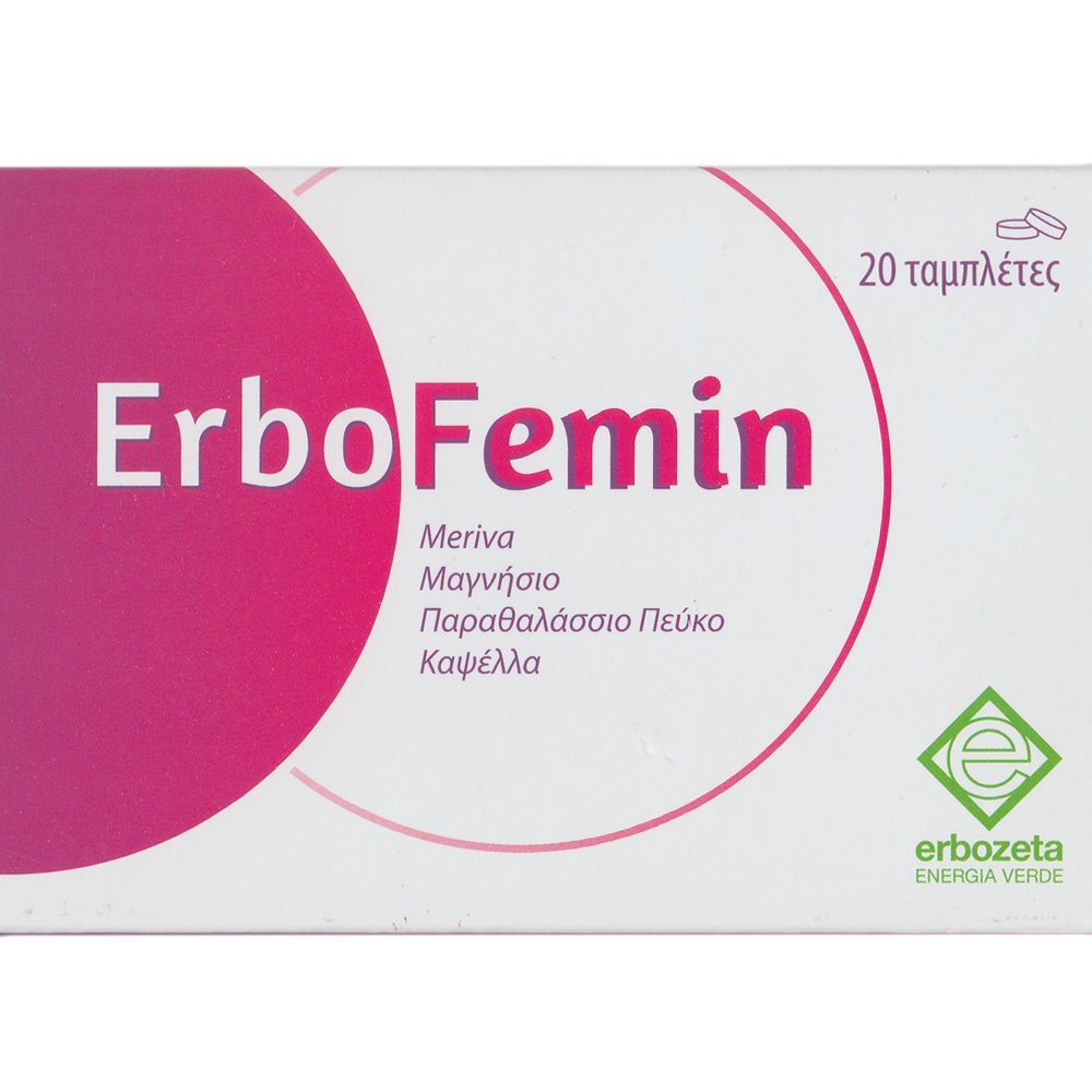 Erbozeta Erbozeta ErboFemin Συμπλήρωμα Διατροφής Φυτικών Εκχυλισμάτων & Μαγνησίου για την Αντιμετώπιση των Συμπτωμάτων πριν & Κατά τη Διάρκεια της Έμμηνου Ρύσεως 20tabs