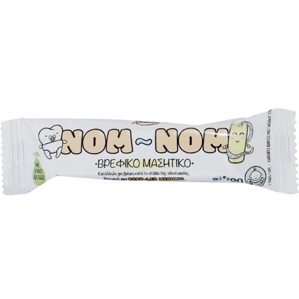 Eifron Eifron Nom - Nom Edible Baby Teether Συμπλήρωμα Διατροφής Βρώσιμου Μασητικό για Βρέφη από 6 Μηνών Εμπλουτισμένο με Βιταμίνες D3 & B12 με Γευστικό Χυμό Αχλάδι 1 Τεμάχιο