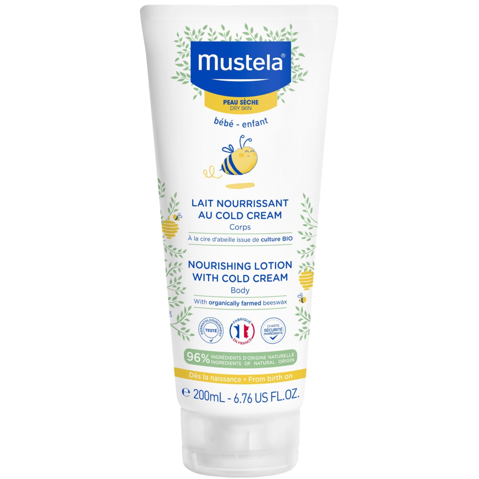 Mustela Nourishing Lotion With Cold Body Cream Βρεφικό & Παιδικό Γαλάκτωμα Σώματος για Ξηρό Δέρμα με Βιολογικό Κερί Μέλισσας 200ml