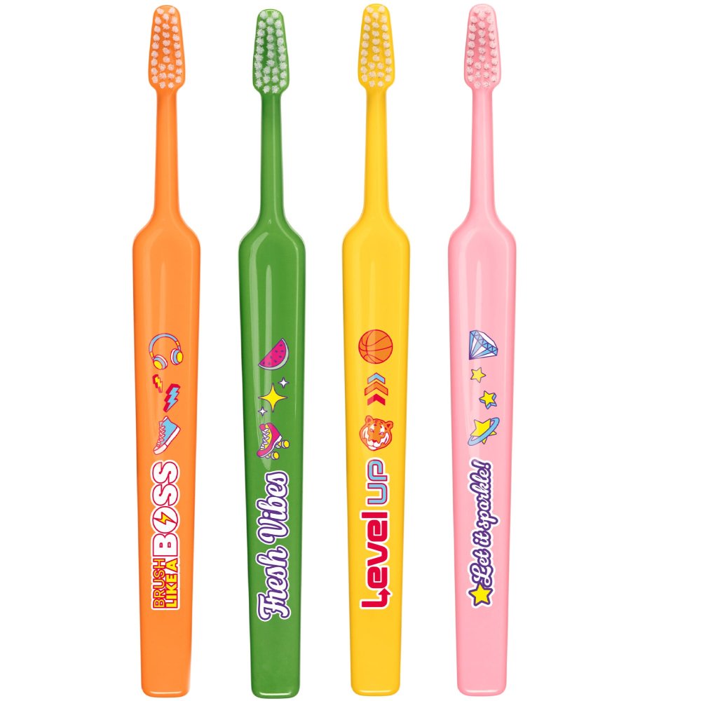 TePe Kids Extra Soft Toothbrush 6+ Years Παιδικές Οδοντόβουρτσες με Πολύ Μαλακές Ίνες & Ευχάριστα Σχέδια 4 Τεμάχια - Multicolor 1