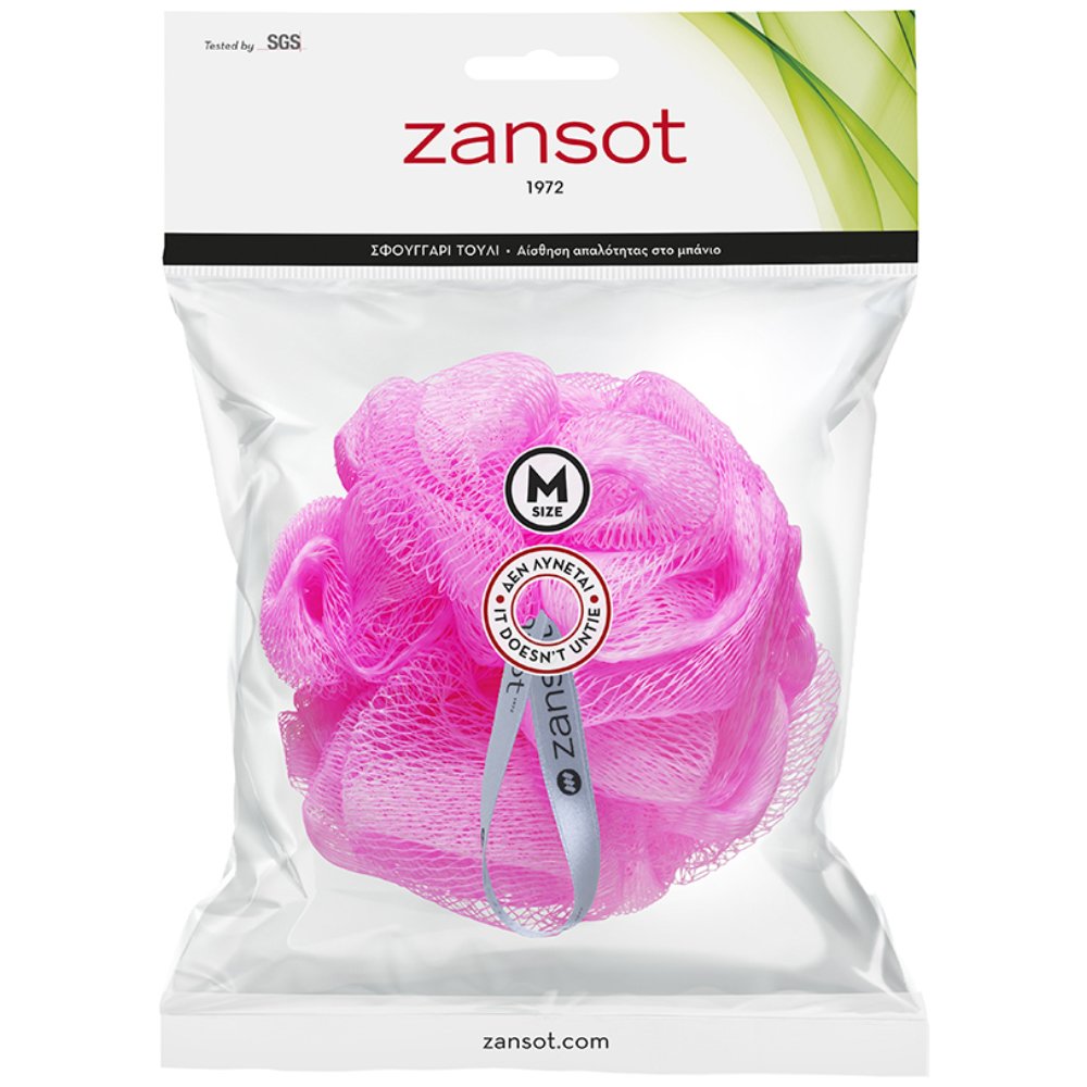 Zansot Mesh Sponge Medium Σφουγγάρι Τούλι για Αίσθηση Απαλότητας & Αναζωογόνησης 1 Τεμάχιο - Ρόζ