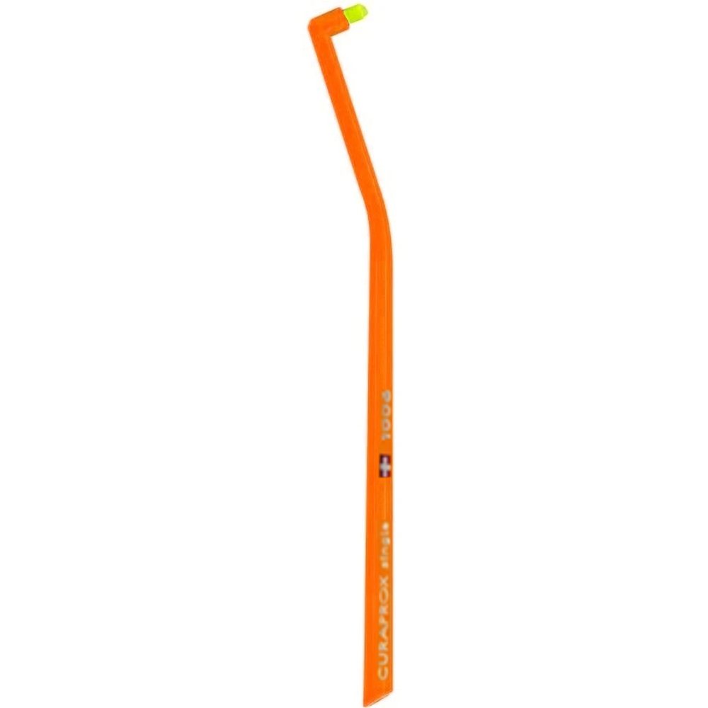 Curaprox CS 1006 Single Toothbrush Μονοθύσανη Οδοντόβουρτσα για Αποτελεσματικό Καθαρισμό Ορθοδοντικών Μηχανισμών & Εμφυτευμάτων 1 Τεμάχιο - Πορτοκαλί / Λαχανί