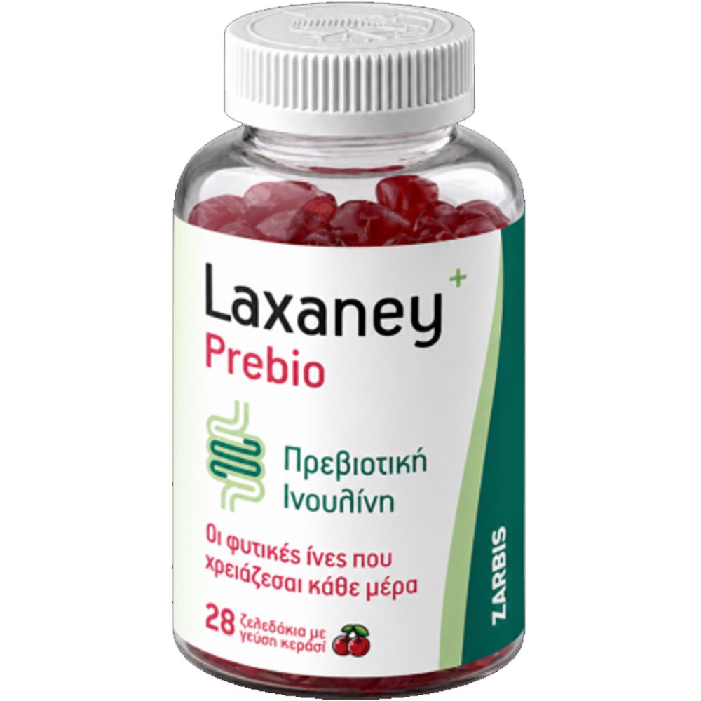 Zarbis Laxaney Prebio Kids & Adults Συμπλήρωμα Διατροφής Παιδιών & Ενηλίκων με Πρεβιοτικές Φυτικές Ίνες για τη Φυσιολογική Λειτουργία του Εντέρου & την Αντιμετώπιση της Δυσκοιλιότητας με Γεύση Κεράσι 28 Gummies
