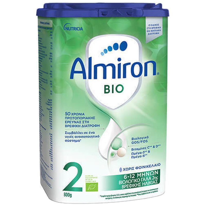 Nutricia Almiron Bio 2 Βιολογικό Γάλα 2ης Βρεφικής Ηλικίας για Υγιή, Τελειόμηνα Βρέφη Από 6-12 Μηνών Χωρίς Φοινικέλαιο 800g
