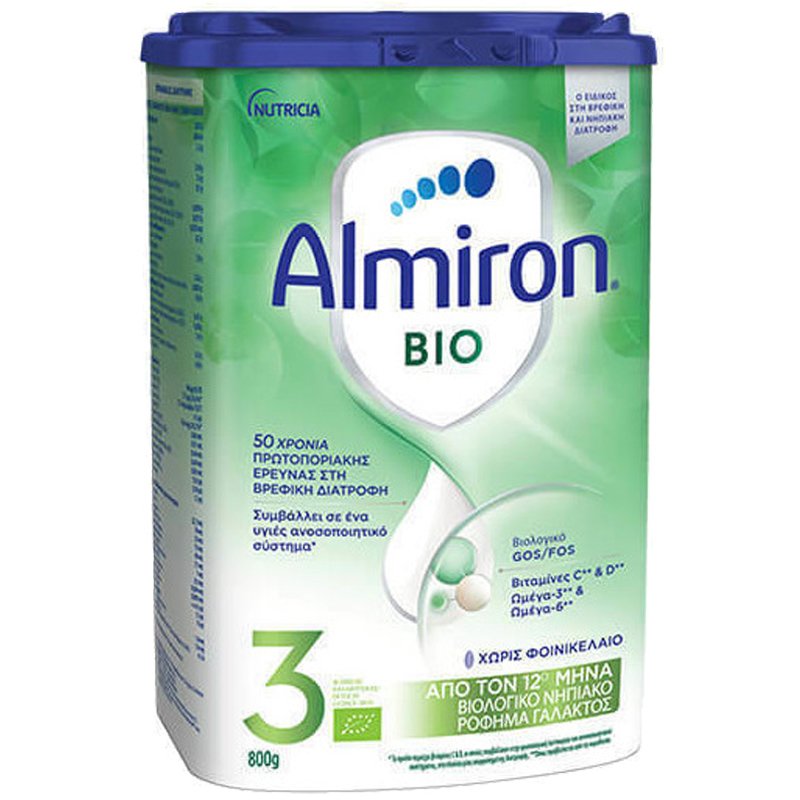 Nutricia Almiron Bio 3 Ειδικά Μελετημένο Βιολογικό Ρόφημα Γάλακτος για Βρέφη Από τον 12ο Μήνα, Χωρίς Φοινικέλαιο 800g