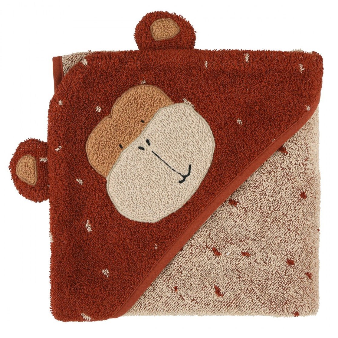 Trixie Hooded Towel 75x75cm Κωδ 77119 Παιδική Πετσέτα Μπάνιου με Κουκούλα 1 Τεμάχιο - Mr. Monkey