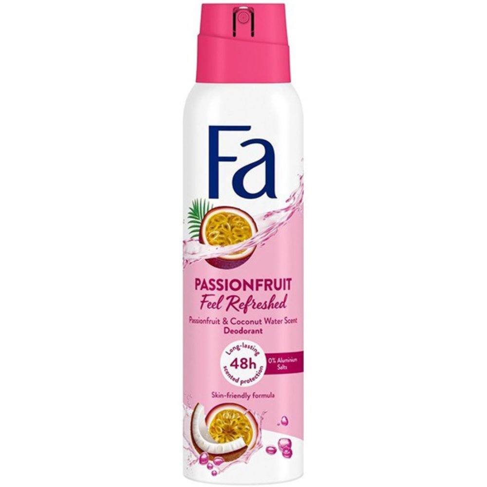 FA Fa Feel Refreshed 48h Deodorant Passionfruit & Coconut Water Scent Αποσμητικό Spray με Γλυκό Άρωμα Φρούτο του Πάθους Χωρίς Άλατα Αλουμινίου για Προστασία Έως & 48 Ώρες​​​​​​​ 150ml