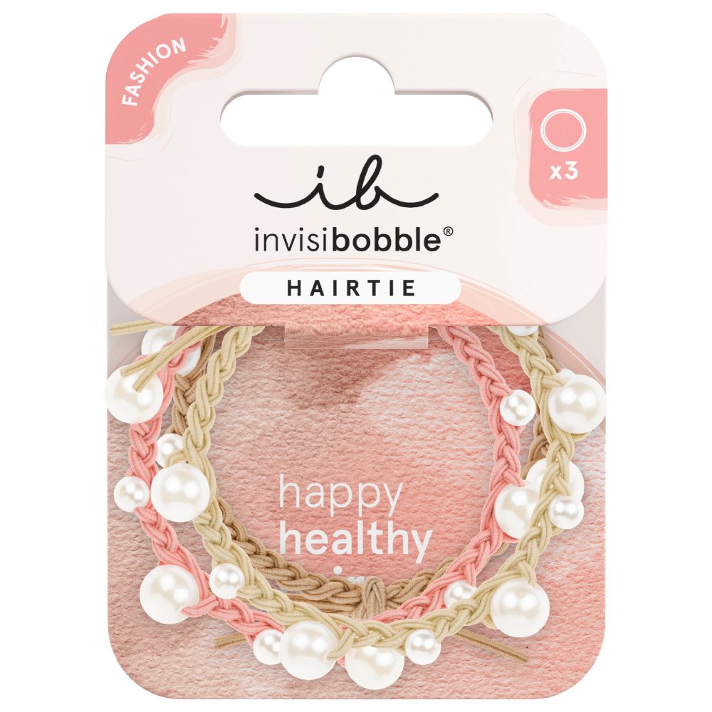 Invisibobble Hairtie Princess Pearl Λαστιχάκια Μαλλιών για Λεπτά έως Κανονικά Μαλλιά για Κράτημα με Λιγότερα Σημάδια, Πόνο & Φθορά 3 Τεμάχια