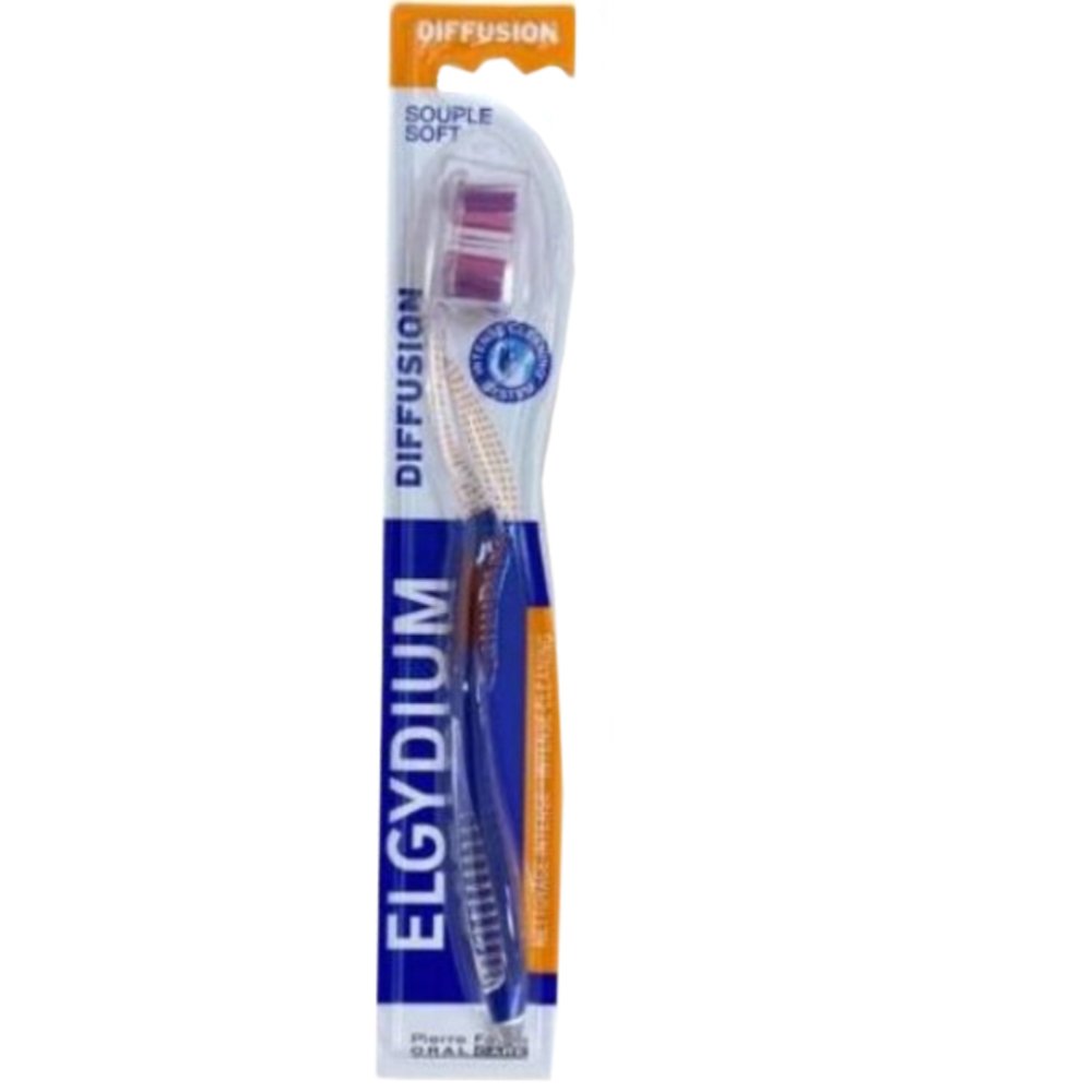 Elgydium Diffusion Souple Soft Intense Cleaning Toothbrush Μαλακή Οδοντόβουρτσα με Ίνες με Μοναδικό Σχεδιασμό Κατάλληλες για Εξατομικευμένο Καθαρισμό 1 Τεμάχιο