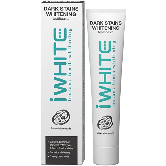 iWhite iWhite Dark Stains Whitening Tooothpaste Λευκαντική Οδοντόκρεμα με Ενεργό Άνθρακα Εξαλείφει τους Σκούρους Λεκέδες & Δυναμώνει τα Δόντια 75ml