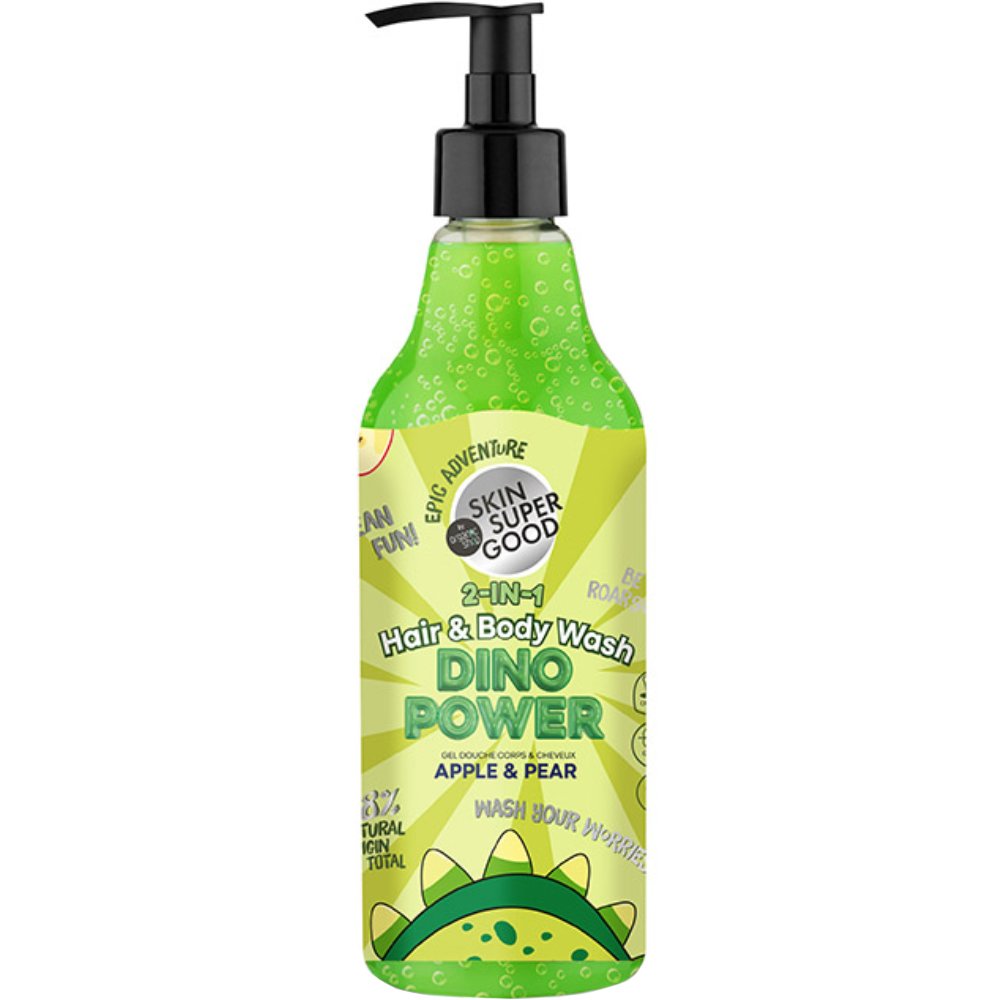 Natura Siberica Organic Shop Dino Power Apple & Pear 2-In-1 Hair & Body Wash Ενυδατικό Αφρόλουτρο & Σαμπουάν 2 σε 1 με Άρωμα Αχλάδι & Μήλο για Μαλλιά & Σώμα με Αντλία 500ml