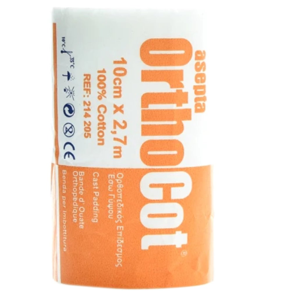 Asepta OrthoCot 10cmx2,7m Ορθοπεδικός Επίδεσμος Έσω Γύψου 100% Βαμβάκι 1 Τεμάχιο