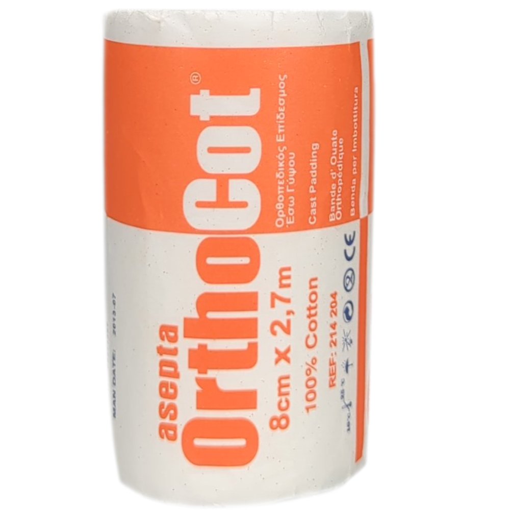 Asepta OrthoCot 8cmx2,7m Ορθοπεδικός Επίδεσμος Έσω Γύψου 100% Βαμβάκι 1 Τεμάχιο
