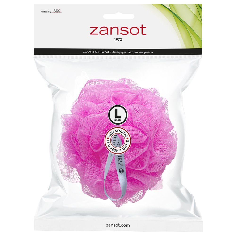 Zansot Mesh Sponge Large Σφουγγάρι Τούλι για Αίσθηση Απαλότητας & Αναζωογόνησης 1 Τεμάχιο - Ρόζ