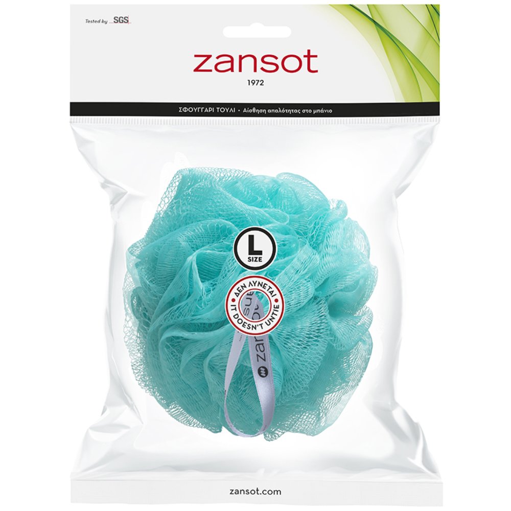Zansot Zansot Mesh Sponge Large Σφουγγάρι Τούλι για Αίσθηση Απαλότητας & Αναζωογόνησης 1 Τεμάχιο - Λαχανί