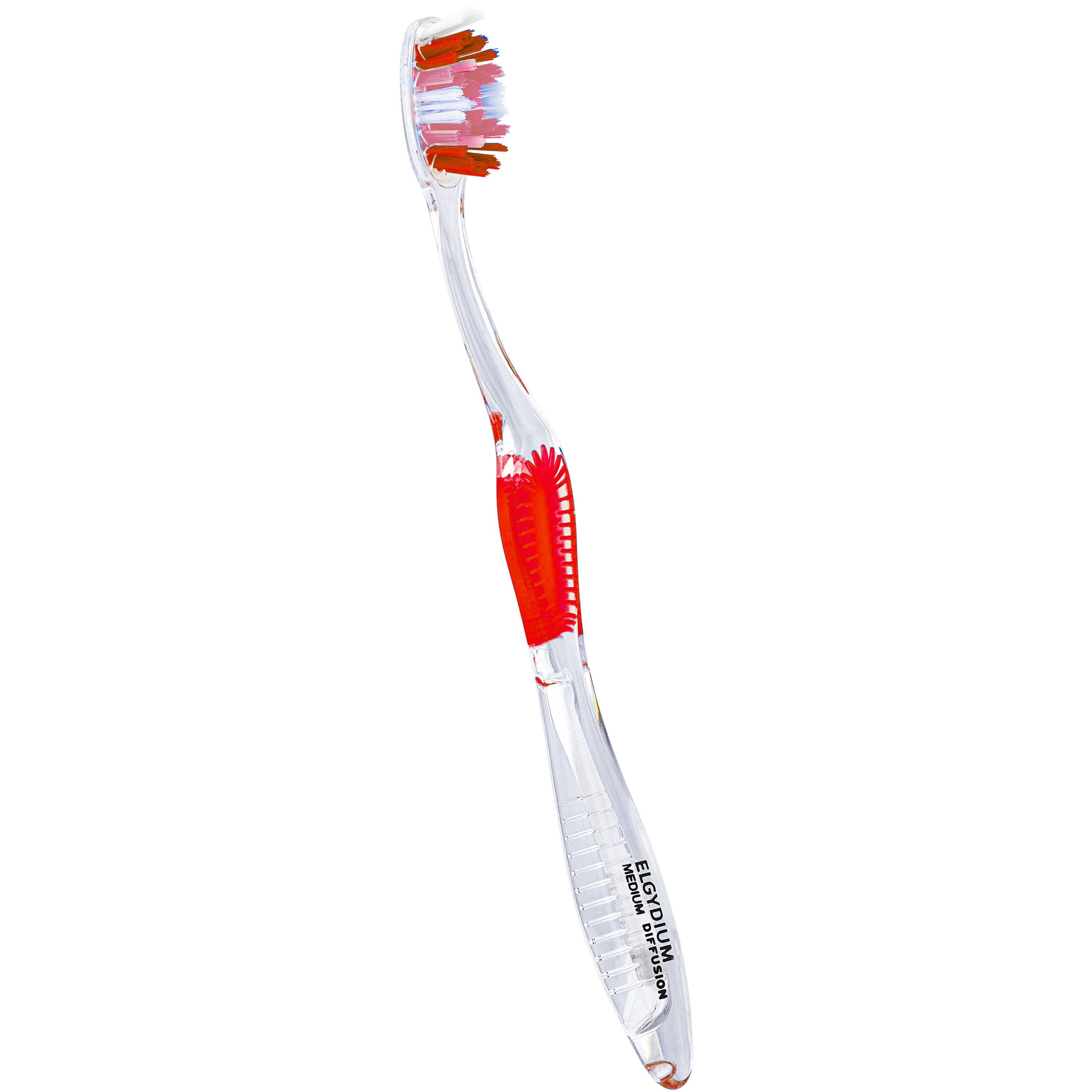 Elgydium Diffusion Toothbrush Οδοντόβουρτσα για Βαθύ Καθαρισμό Medium 1 Τεμάχιο – Ροζ