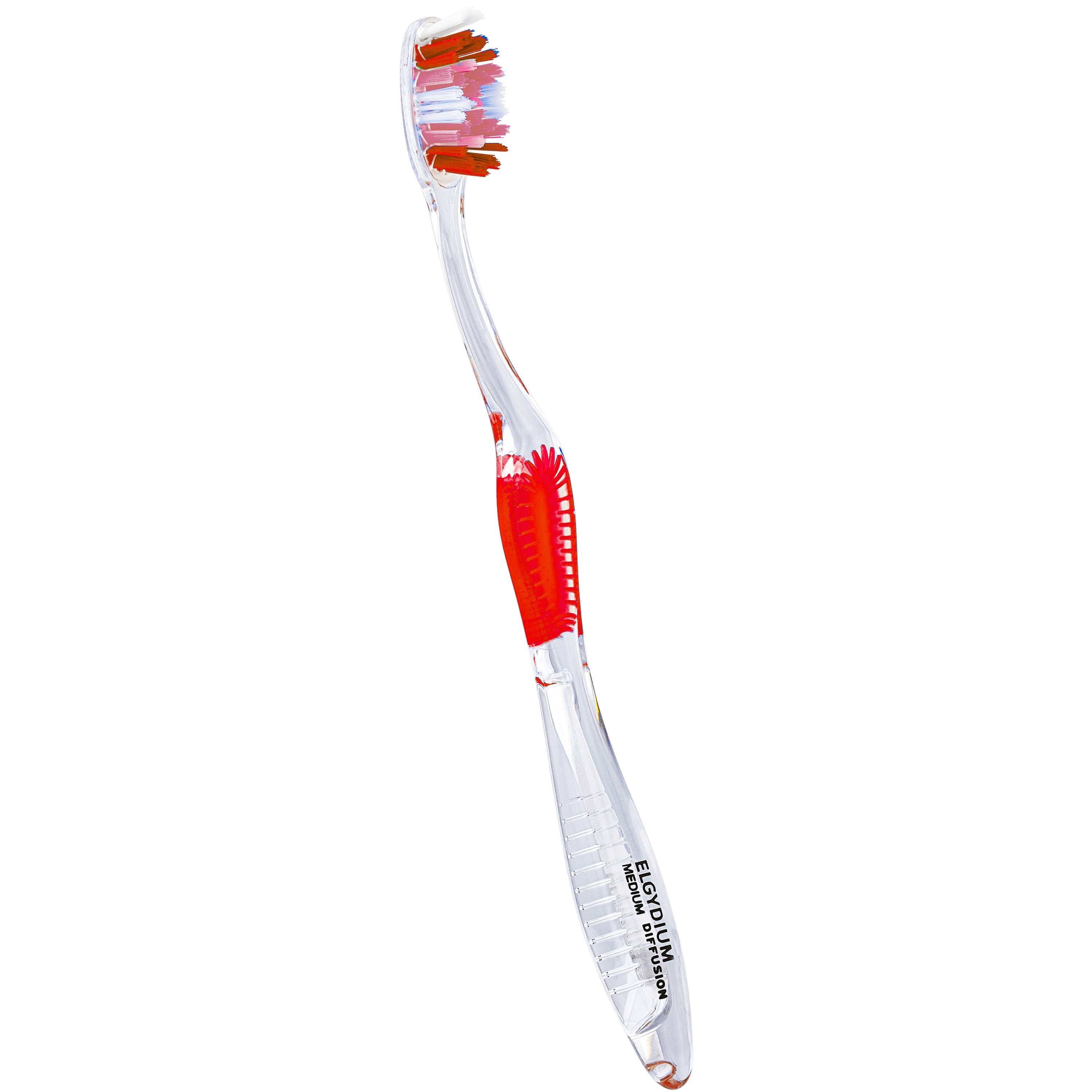 Elgydium Diffusion Toothbrush Οδοντόβουρτσα για Βαθύ Καθαρισμό Medium 1 Τεμάχιο – Ροζ