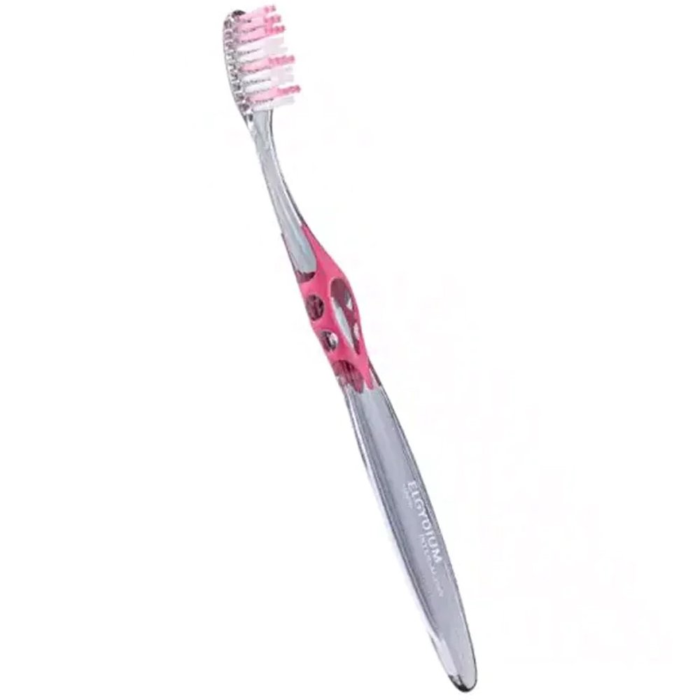 Elgydium Inter-Active Classic Souple Soft Μαλακή Χειροκίνητη Οδοντόβουρτσα για Αφαίρεση της Οδοντικής Πλάκας 1 Τεμάχιο – Ροζ