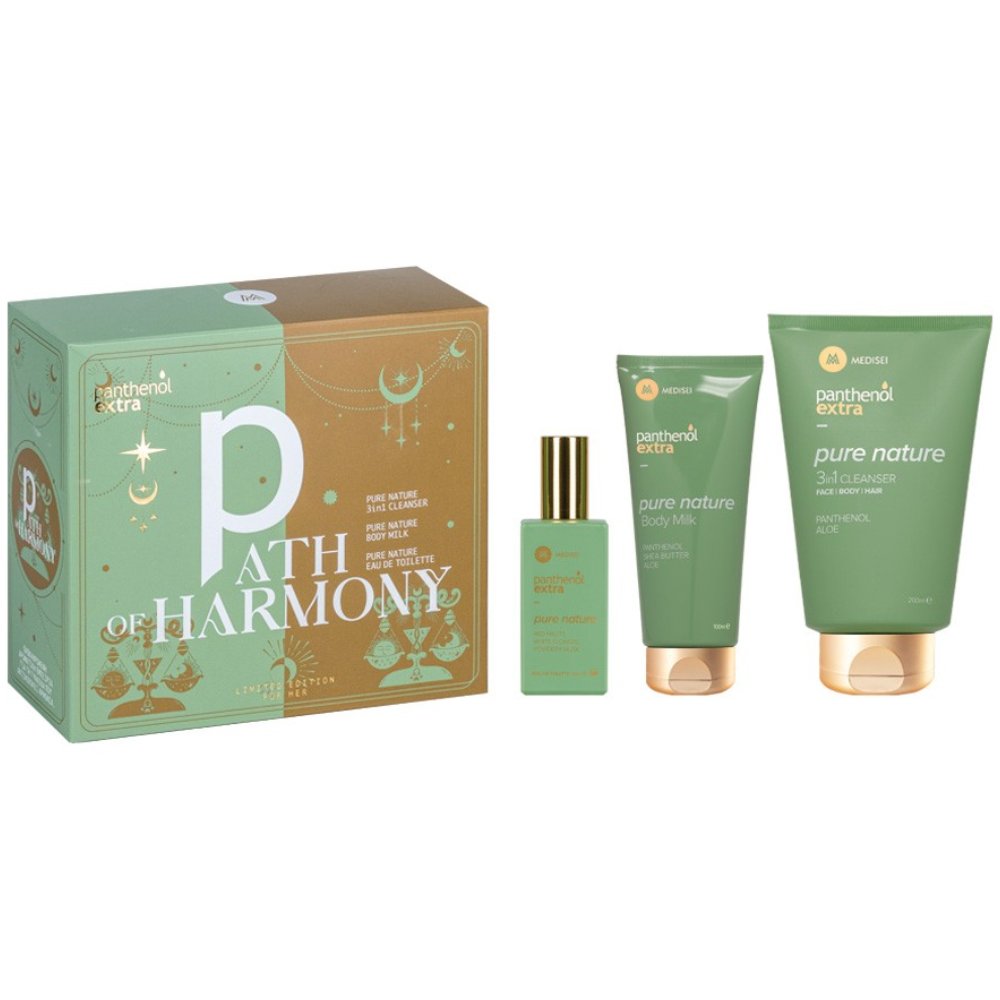 Medisei Medisei Panthenol Extra Promo Path Of Harmony Pure Nature 3in1 Cleanser 200ml & Pure Nature Body Milk 100ml & Pure Nature Eau De Toilette 50ml