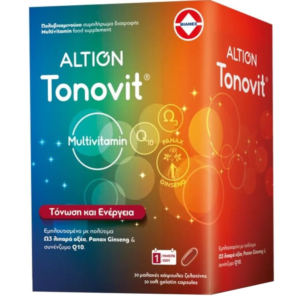 Altion Tonovit Multivitamin Συμπλήρωμα Διατροφής Πολυβιταμινών, Μετάλλων & Ιχνοστοιχείων για Τόνωση & Ενέργεια 30 Soft.caps