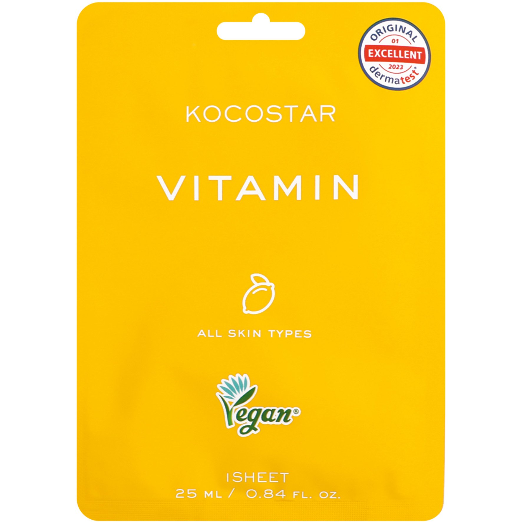 Kocostar Kocostar Vitamin Face Mask Κωδ 5603 Εμποτισμένη Μάσκα Αναζωογόνησης & Λάμψης για Όλους τους Τύπους Δέρματος 1 Τεμάχιο