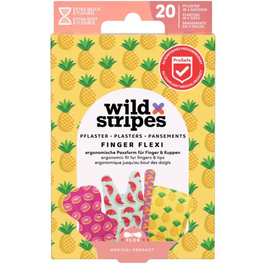Wild Stripes Kids Finger Stripes Υποαλλεργικά Αυτοκόλλητα Παιδικά Επιθέματα για την Κάλυψη & Προστασία Μικρών Πληγών Φιλικά με την Επιδερμίδα για Βέλτιστη Επούλωση 20 Τεμάχια