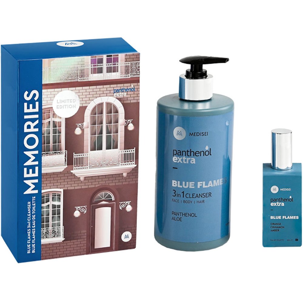 Medisei Promo Panthenol Extra Blue Flames 3in1 Cleanser 500ml & Blue Flames Eau de Toilette 50ml