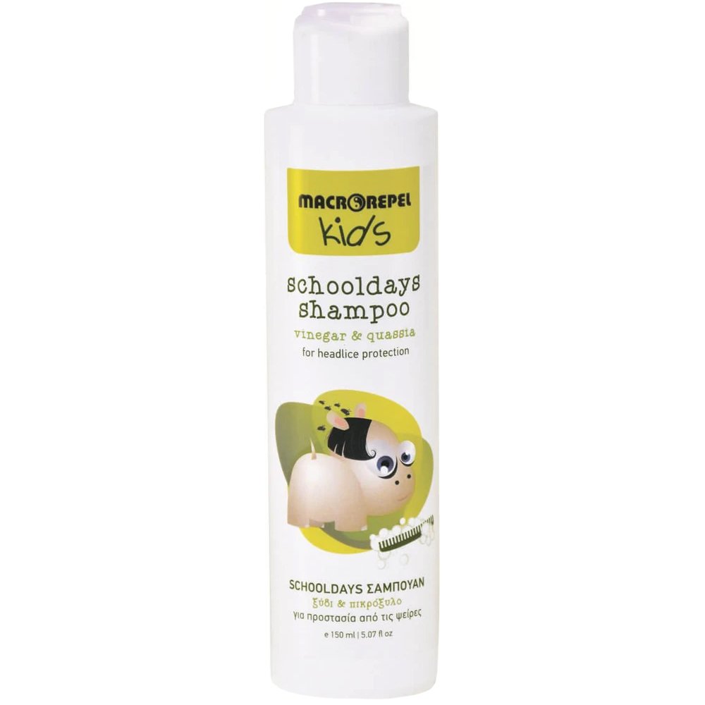 Macrovita Macrorepel Kids Schooldays Vinegar & Quassia Shampoo Σαμπουάν που Μαλακώνει & Ενυδατώνει τα Μαλλία & τα Προστατεύει από τις Ψείρες με Ξύδι & Πικρόξυλο 150ml