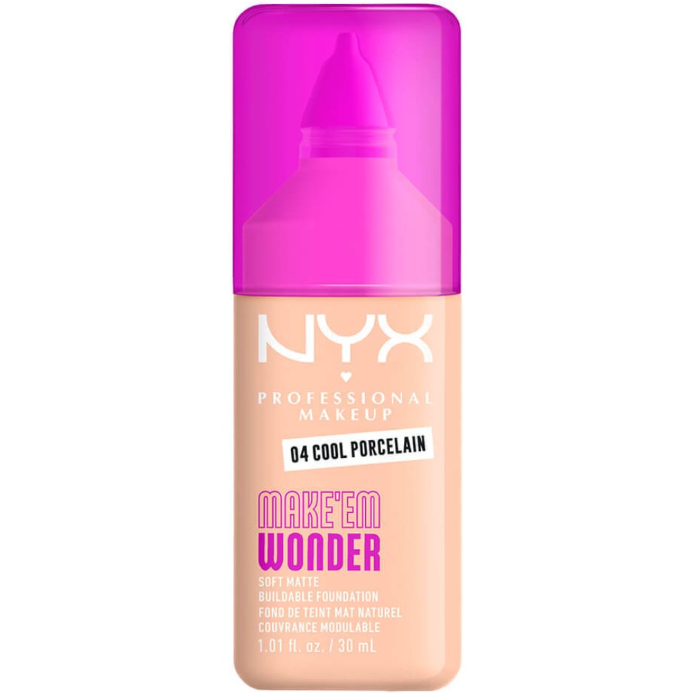 Nyx Professional Makeup Make'em Wonder Soft Matte Buildable Foundation Ενυδατικό & Απαλό Μάτ Μέικαπ για πιο Λεία, Ομοιόμορφη & Λαμπερή Επιδερμίδα 30ml - 04 Cool Porcelain